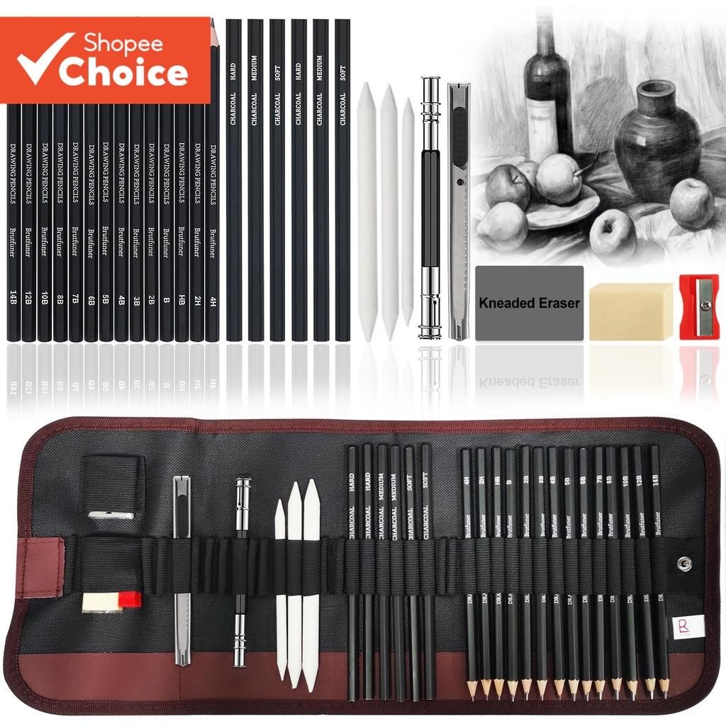 ชุดดินสอวาดภาพสเก็ตช์ 28 ชิ้น Graphite Charcoal Erasable ปากกาเครื่องมือ Professional Art Supplies สําหรับผู้เริ่มต้นศิลปิน