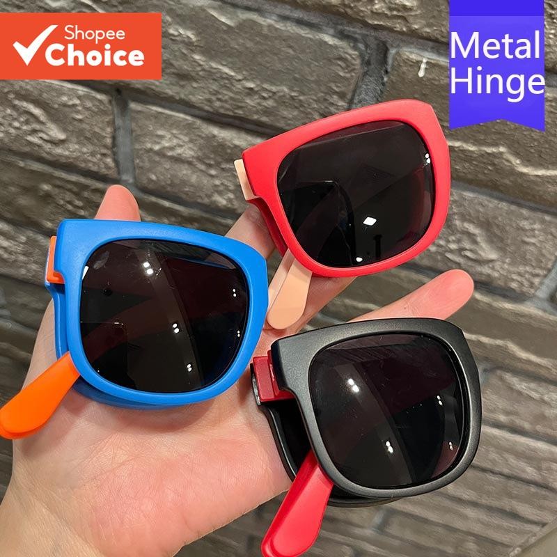 แว่นตากันแดดเด็กแบบพับได้สีสันสดใสแว่นตาแบบพกพาป้องกันรังสียูวีสําหรับเด็กชายและเด็กหญิง