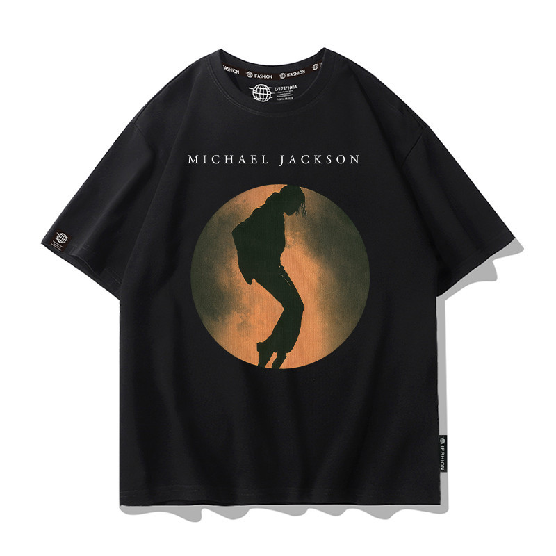 เสื้อยืดแขนสั้นสไตล์ MichaelJackson สำหรับผู้ชาย รุ่น Summer Dance King ที่ระลึก