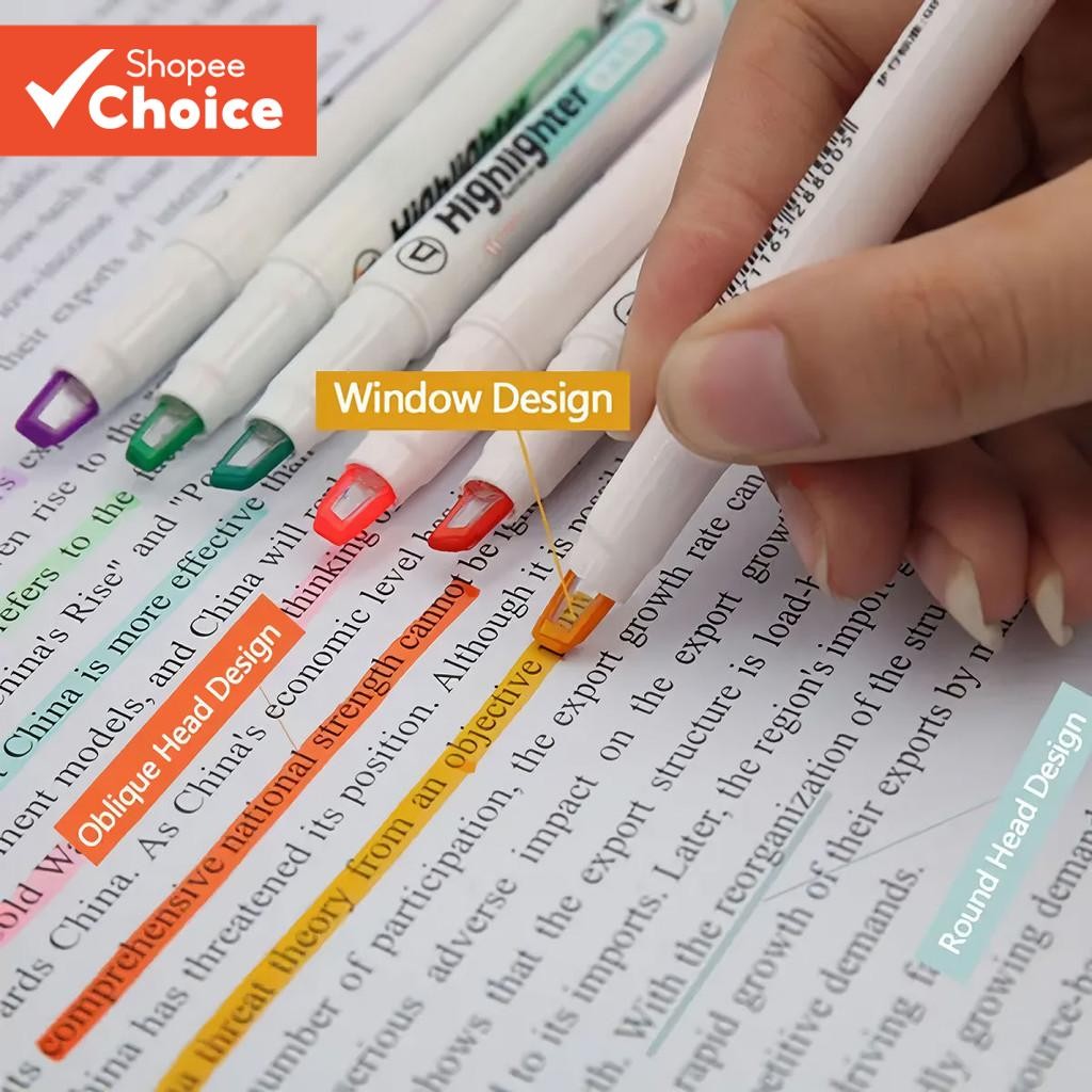 Clear View Tip Soft Light Highlighter Marker ปากกา 6 ชิ้นสําหรับนักเรียน Bible Study School Office