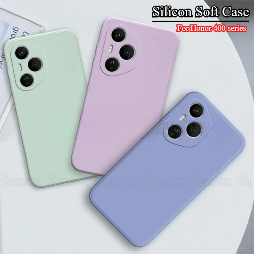 กันกระแทกซิลิโคนเหลวเคสโทรศัพท์สําหรับHonor 400 Lite Honor400 Pro 5G Soft TPUปกหลังสีทึบป้องกันกรณีH