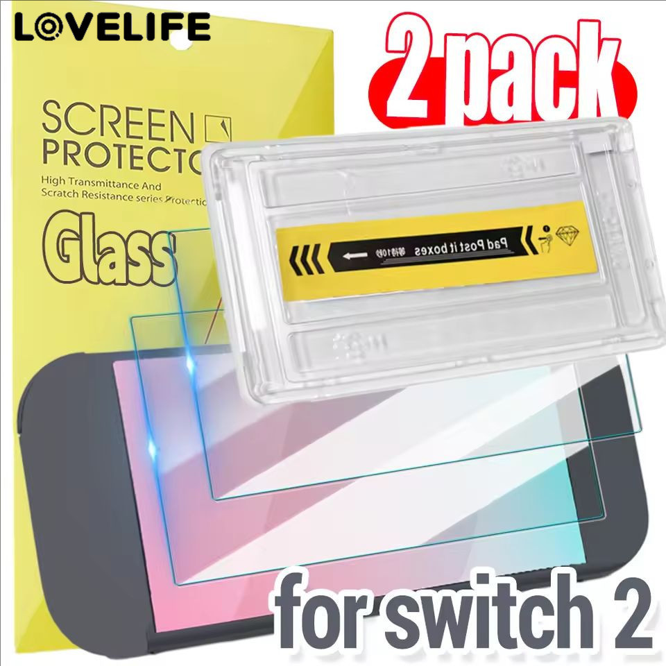[H&L]Switch 2 9H Hardness Tempered Glass Protector - Precision Cut Full Coverage, Anti-Shatter Film พร้อมเทคโนโลยี Adhesion อัตโนมัติรุ่นที่ 2 (1/2 ชิ้น)