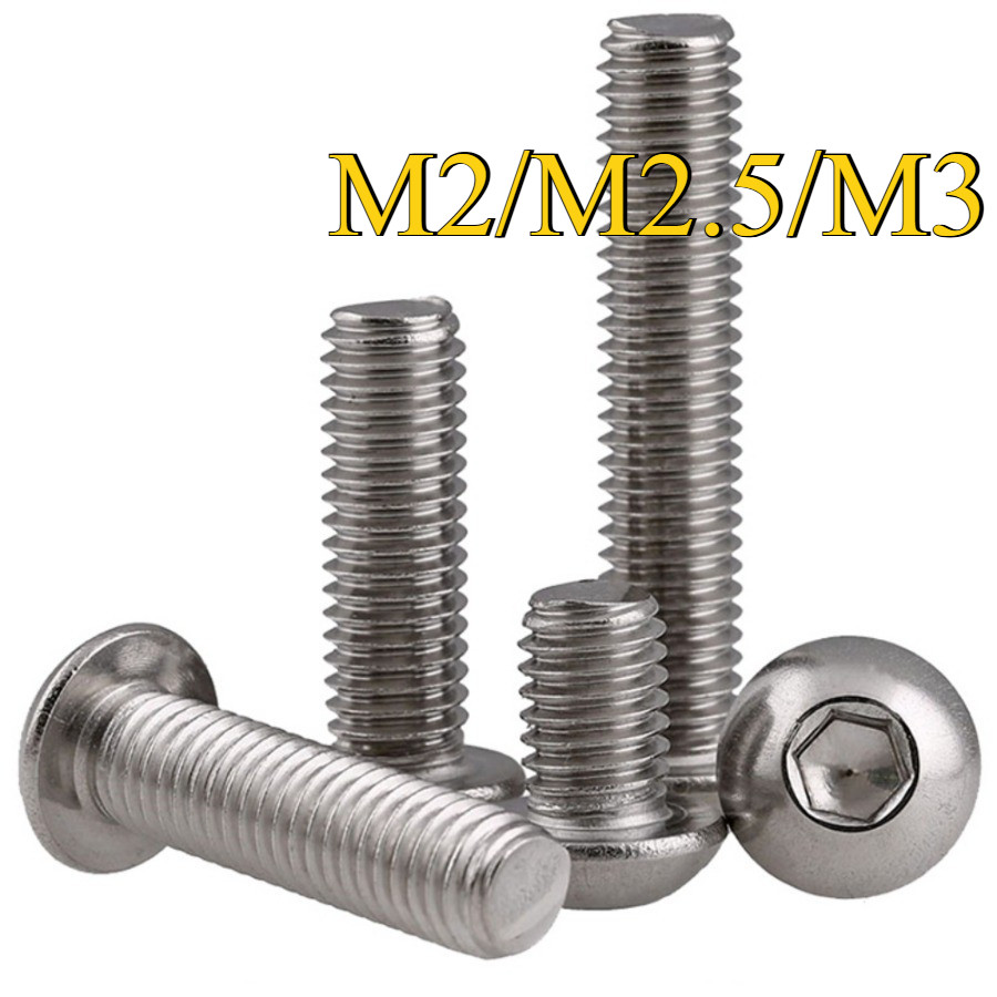 น็อต สกรู หัวจมกลม สแตนเลส 304 เกลียวมิล หยาบ  / Button Head Hexagon Socket Machine Screw M2/M2.5/M3