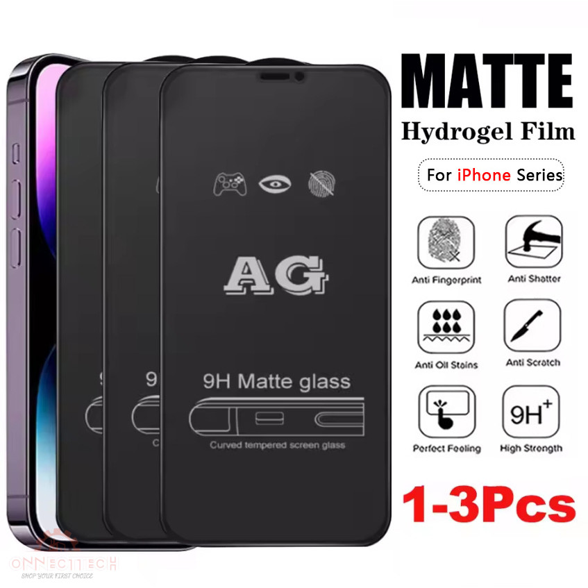3Pcs AG ฟิมล์กระจกด้าน แบบเต็มจอ สำหรับ iPhone 16 17 11 13 14 15 Pro Max 16 promax 12 13 15 Pro 6 7 8 plus XR XS MAX SE