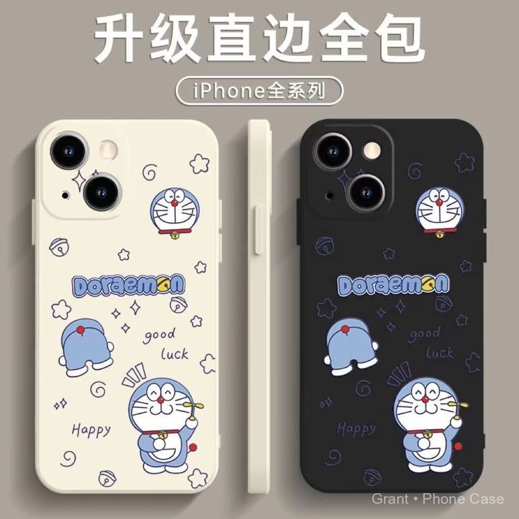 เคสโทรศัพท์ TPU ลายการ์ตูนโดราเอมอน ปกป้องเต็มรูปแบบ เขียนสี ใช้ได้กับ iPhone 5 5s SE2016 4 4s SE2020 SE2022 6 6s 7 8 Plus X XS XR Max 11 12 13 14 15 Pro Max Plus