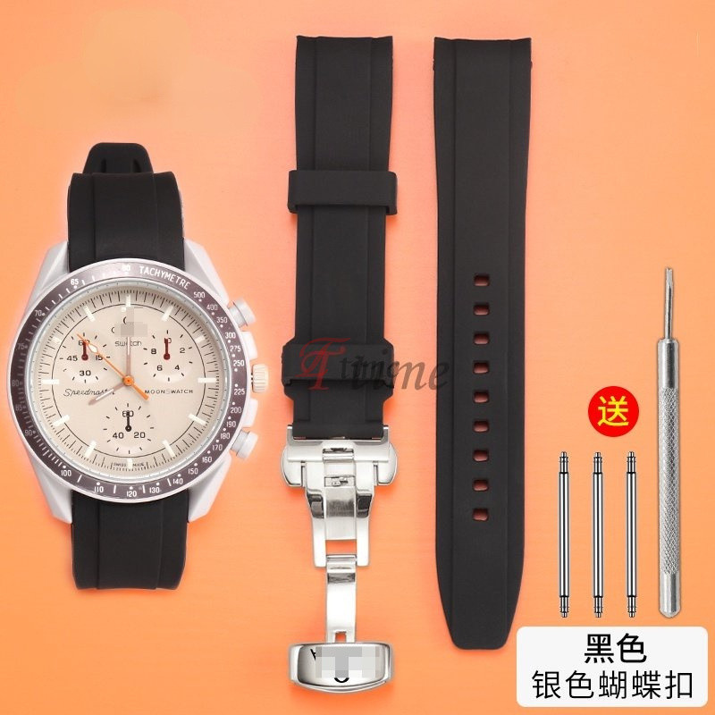สายนาฬิกาข้อมือซิลิโคน กันฝุ่น พร้อมตะขอผีเสื้อ สําหรับ Omg S-Watch Co-branded Watch Band for Planetary Lunar Arc