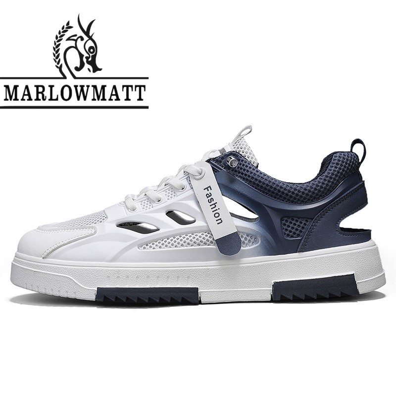 Marlowmatt รองเท้าผู้ชายที่มีชื่อเสียงยี่ห้อกีฬารองเท้า Casual รองเท้า Hollow Upper ยาง Sole Anti-slip ทนต่อการสึกหรอแฟชั่น Breathable