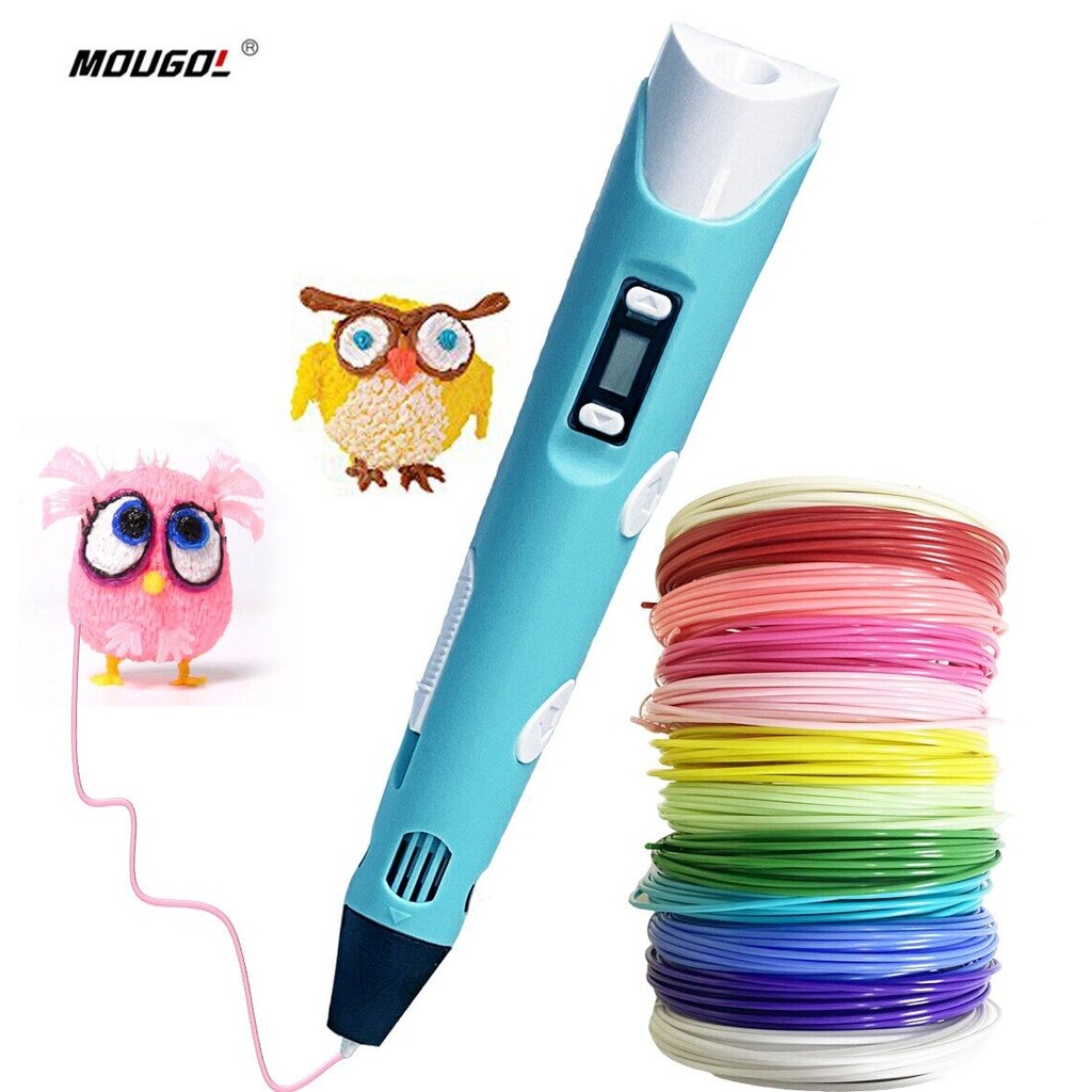3D PEN Drawing ปากกา 3มิติ เขียนของเล่นเป็นรูปทรงจริงๆ ปากกาพิมพ์ 3 มิติปากกา 3D จอแสดงผล OLED พร้อม 12 สี PLA