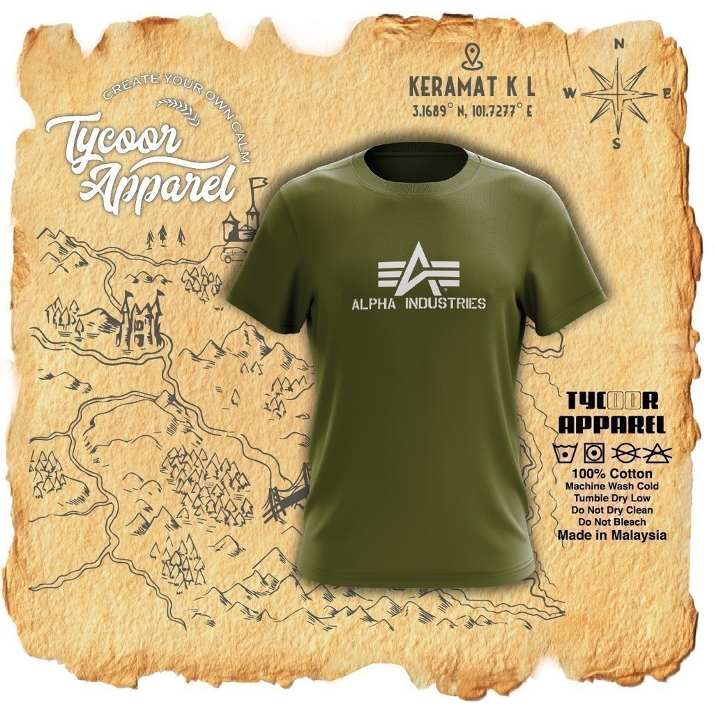 2025 เสื้อยืดแฟชั่น Alpha Industries Base Camp (เสื้อยืดไมโครไฟเบอร์) เสื้อยืดกลางแจ้ง