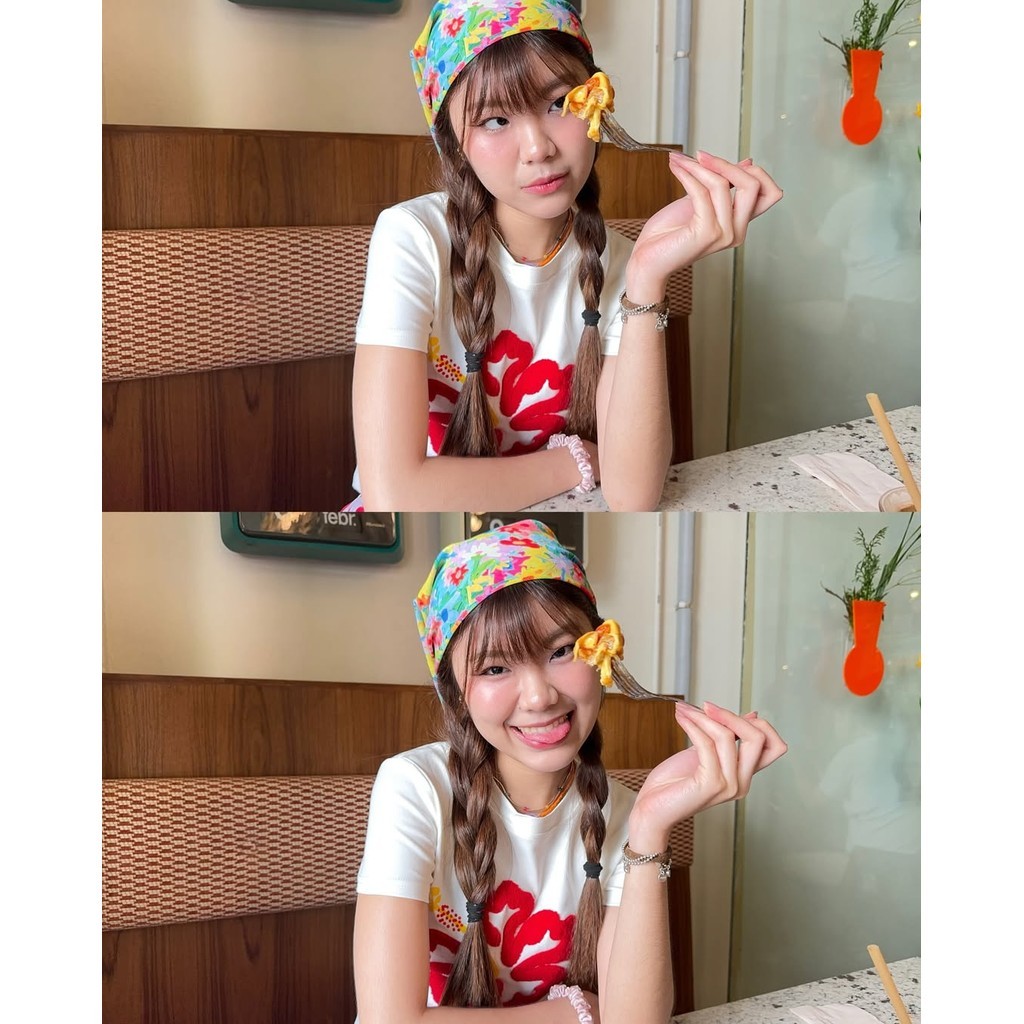 (จัดส่งตลอด 24 ชั่วโมง）OOOK Official เสื้อ baby tee กลิสเตอร์ ชบา เพชรวิ้ง 2025