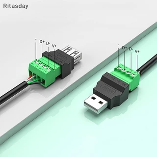Ritasday 1 PC USB 2.0 ประเภท USB Connector ปลั๊ก USB อะแดปเตอร์เชื่อมต่อแจ็ค Type-A 4-Pin ชาย/หญิงปลั๊กสกรู Terminal Plug ใหม่