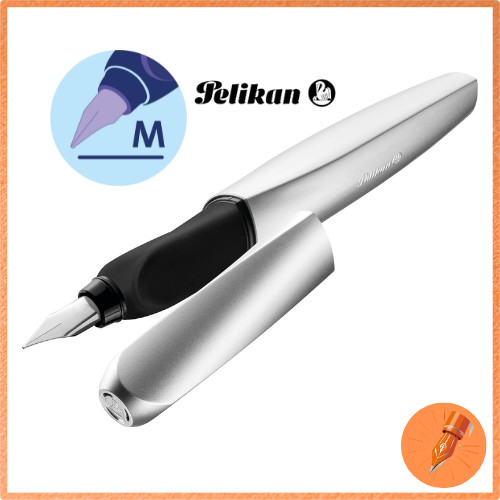 Pelikan Fountain Pen Twist type for both left and right-handed users, Medium, Silver 947366 พีลีแกน