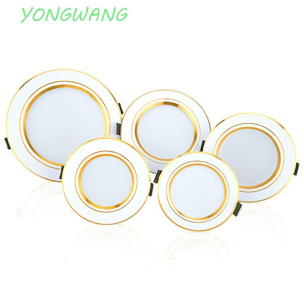 YONGWANG ไฟดาวน์ไลท์ Led ฝังทอง/เงิน/สีขาว Body Home ไฟ Led โคมไฟเพดานทรงกลม