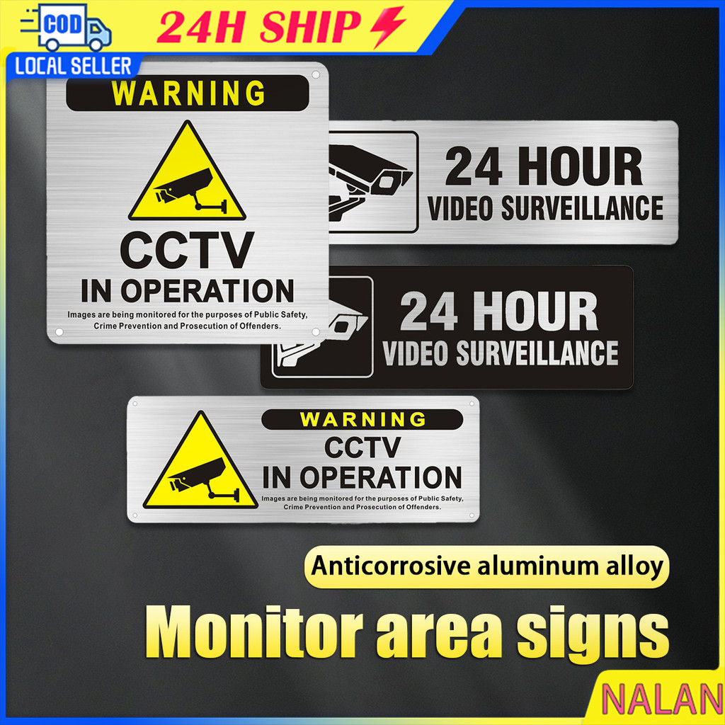 ร้านอยู่กทม.ป้ายกล้องวงจรปิด CCTV ป้ายกล้องเตือน สติ๊กเกอร์มีกาวในตัว วัสดุโลหะ รักษาความปลอดภัย