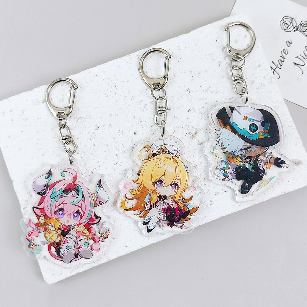 เกม Genshin Impact Double Side อะคริลิคแหวนอะนิเมะตัวละคร Escoffier Varesa Ifa Keychians ของที่ระลึก
