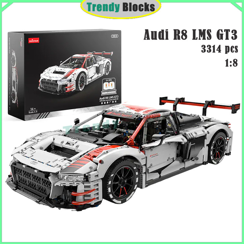 99300 Audi R8 LMS GT3 Building Blocks RC Technic Model Supercar ของเล่นของขวัญสําหรับเด็กผู้ชาย