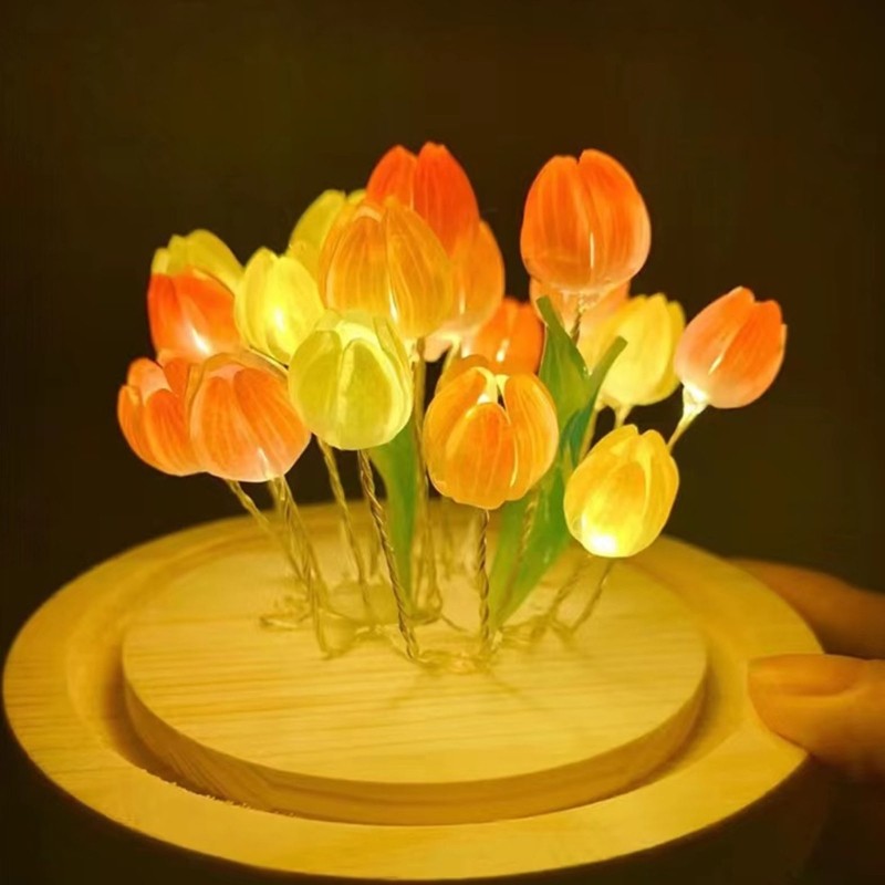 Stat 50 ชิ้น อะคริลิคดอกไม้ Buds สีพิมพ์ Tulips ลูกปัดและอุปกรณ์เครื่องประดับสำหรับทำNight Light