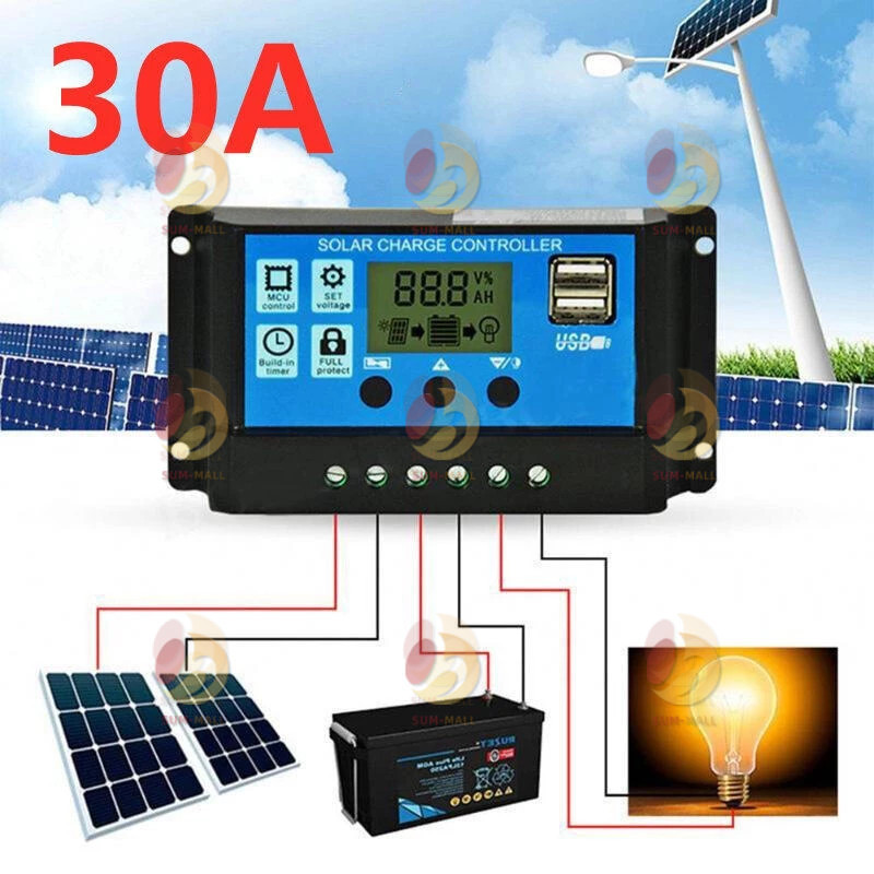 COD Solar charger 30A/60A PWM อุปกรณ์ควบคุมแผงโซล่า โซล่าชาร์เจอร์ จอแสดงผล LCD ชาร์จเจอร์ โซล่าชาร์จคอนโทรลเลอร์