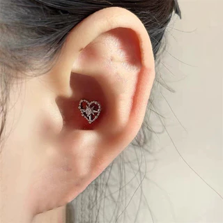 ต่างหู Earbone ไขว้หัวใจ Rhinestone โลหะผสมยอดนิยมสําหรับผู้หญิง