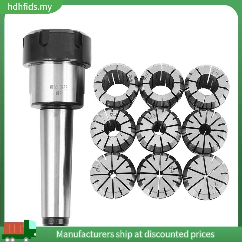 [in ]10 ชิ้น ER32 ชุดปลอกสปริง 2/4/6/8/10/12/16/18/20 มม. + MT3 M12 ER32 Collet Chuck Morse Taper Ho