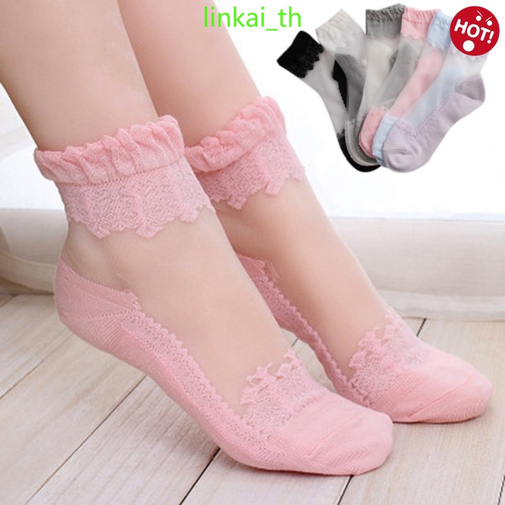 Loli Baroque Soft Girl Lace Lace Transparent Stocking Glass Stocking Short Stocking Stacking Stockin