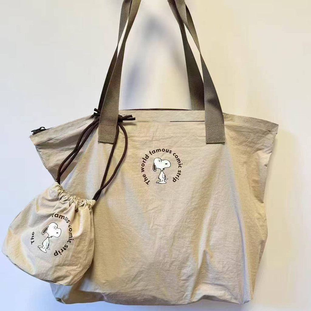 กระเป๋าสะพายไหล่พับได้พกพาสะดวกขนาดใหญ่พิมพ์ลายสุนัขแฟชั่นเกาหลีใหม่