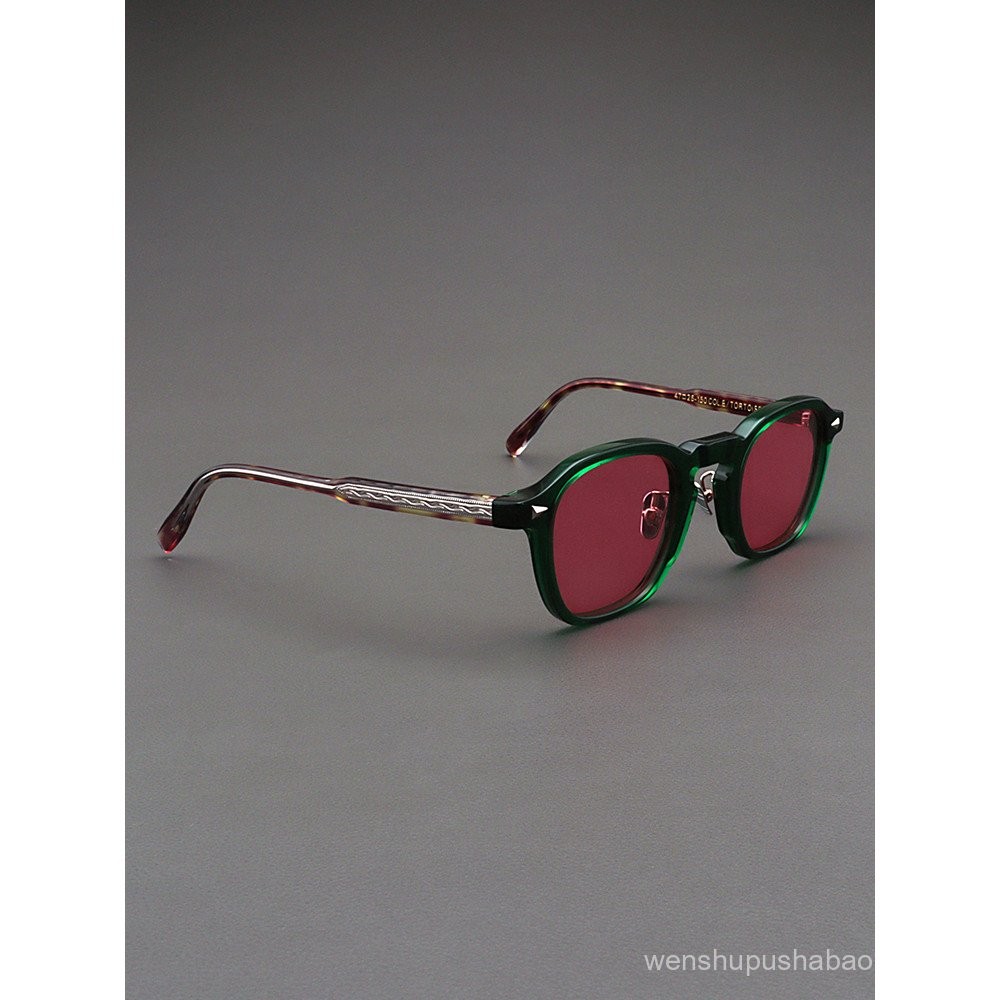แว่นกันแดด MOSCOT LEMTOSH สำหรับผู้ชายพร้อมแผ่นรองจมูก กรอบสีเขียว ขาเต่า แว่นตาโพลาไรซ์สีชมพูย้อนยุคสำหรับผู้หญิง
