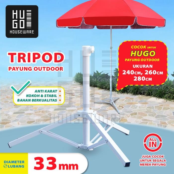 TENDA 240 CM เต็นท์ร่มสําหรับ Garden, Beach, Cafe, Bazaar, Lapak HUGO - ขาตั้งกล้อง 33 มม.