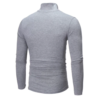 [การจัดส่งในท้องถิ่น] คน เสื้อยืด แฟชั่น ปลอกคอสูง สีทึบ ขนาดใหญ่