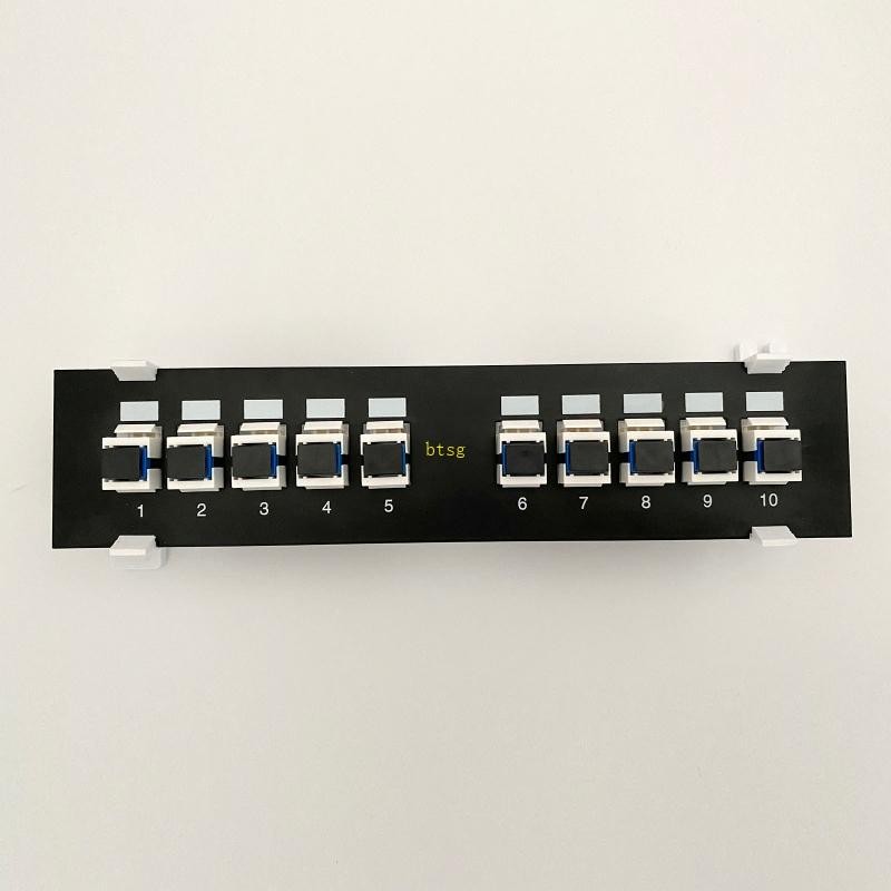 Btsg 10 พอร์ต SC Optical Fiber Patch แผง RJ45 10G พร้อมพลาสติกสี-รหัสติดฉลากสําหรับ T568A และ T568B 
