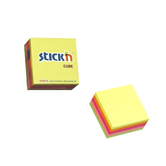 HOPAX 21203 / 21534 / 21535 Mini Cube / Neon Assorted Sticky Notes / Memo Pad (2X2) Mix Colour 51mm 