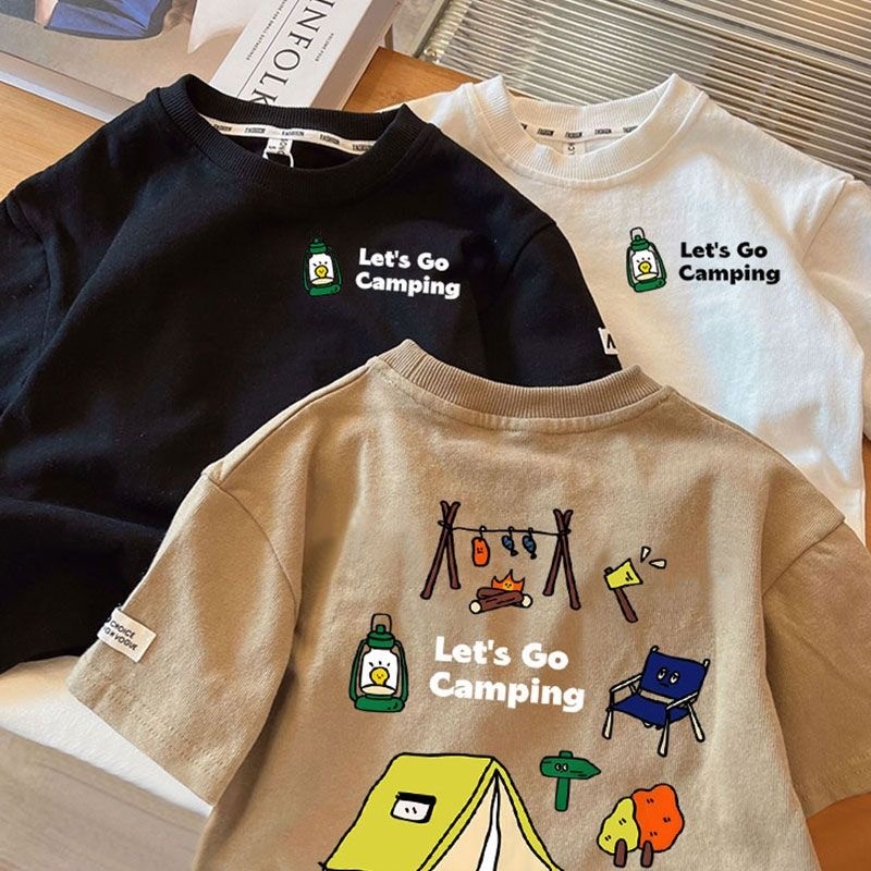 สินค้าพร้อมส่ง เสื้อยืดแขนสั้นเด็ก สไตล์เกาหลี ลายแคมป์ปิ้ง ฝ้าย100% สำหรับเด็กชาย-หญิง น้ำหนัก 6-40 กก. ฤดูร้อน 2025 - รูปที่ 6