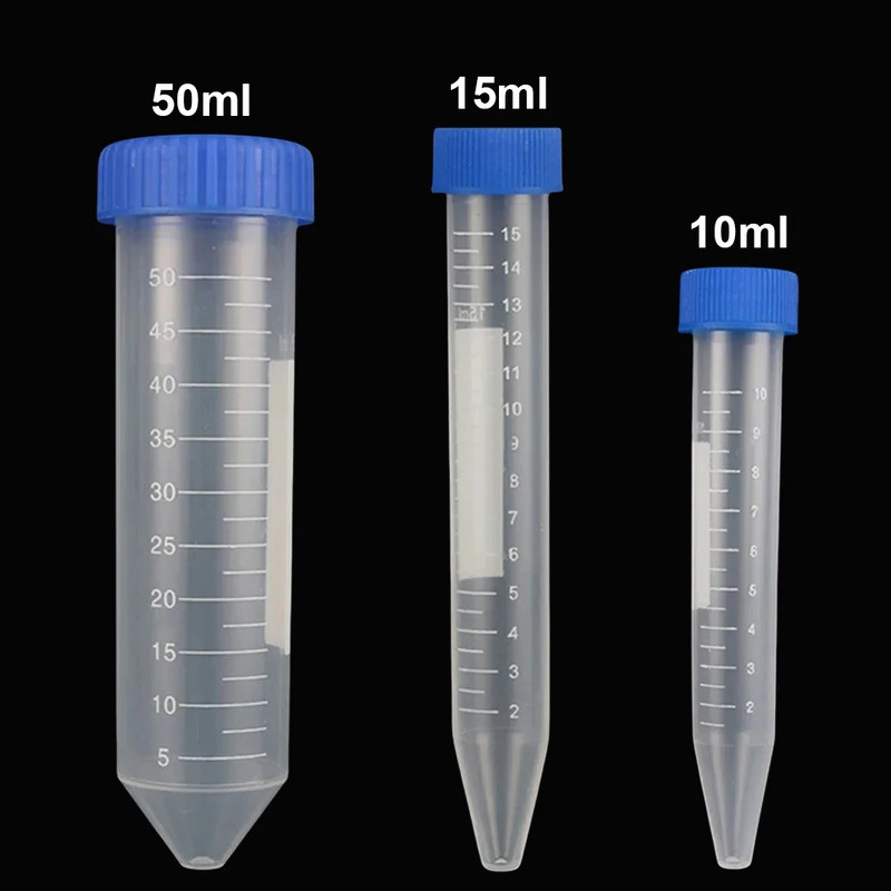 10 ชิ้น 10/15/50 มิลลิลิตร Centrifuge หลอดสกรูหมวกกรวยด้านล่างตัวอย่างขวดโรงเรียนห้องปฏิบัติการคอนเทนเนอร์