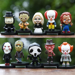 10 ชิ้น 5 ซม.สยองขวัญฟิล์ม Series Jason Freddy Clown Action Figure ของเล่น PVC รุ่นของขวัญฮาโลวีนไวนิลตุ๊กตาตุ๊กตาของขวัญ