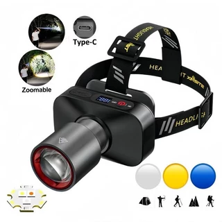 [ซื้อ 1 แถม 1]ไฟหน้า การชาร์จ Type-c 3 โหมดแสง ซูมได้ LED สว่างมาก มี 3 สี เหมาะสำหรับกิจกรรมกลางแจ้งเช่นการตั้งแคมป์