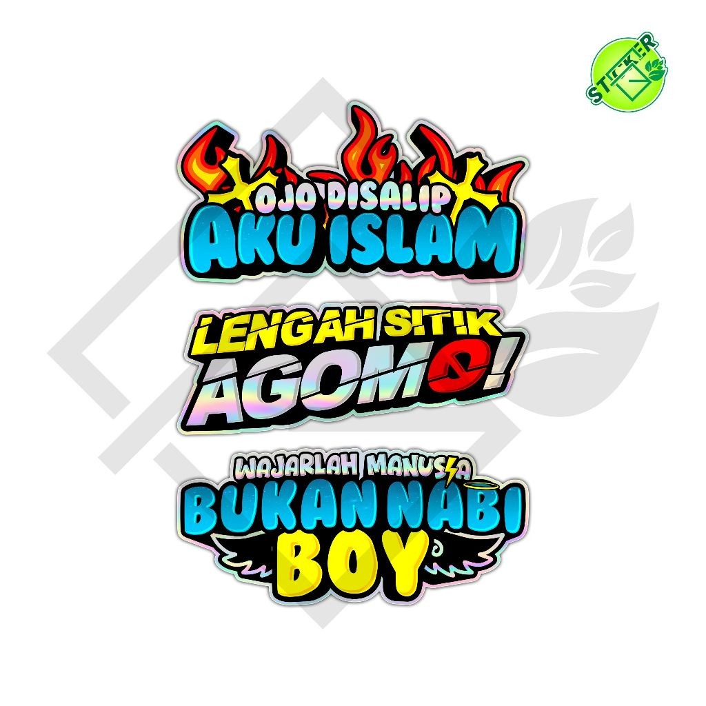 HOLOGRAM STICKER PACK CONTAINS 3 JOJO DISALIP I AM ISLAM IN SITIK AGOMO