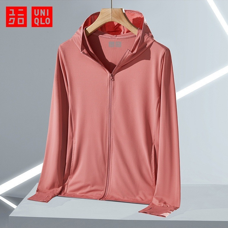 (พร้อมส่ง) UNIQLO เสื้อกันยูวี UPF50+ เสื้อแจ็กเก็ตแขนยาว มีฮู้ด แต่งซิป ไร้รอยต่อ เหมาะกับใส่เล่นโยคะ ออกกําลังกาย สําหรับผู้หญิง