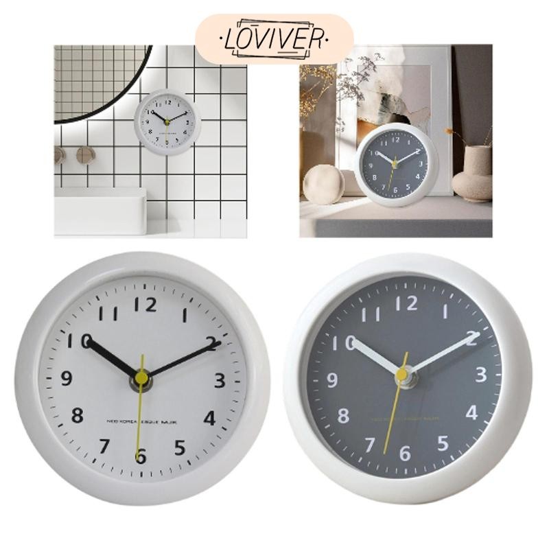 LOVIVER ห้องน้ํานาฬิกาอาบน้ํารอบนาฬิกาแขวนผนังหรือตารางตกแต่งที่ทันสมัยเงียบทนน้ําสําหรับโต๊ะกระจกครัวเรือน