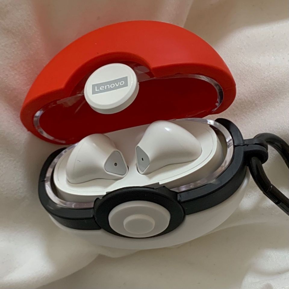 การ์ตูนน่ารัก Poké Ball เหมาะสําหรับ Lenovo LP80 เคสหูฟังบลูทูธ Lenovo LivePodsLP80 เคสซิลิโคน
