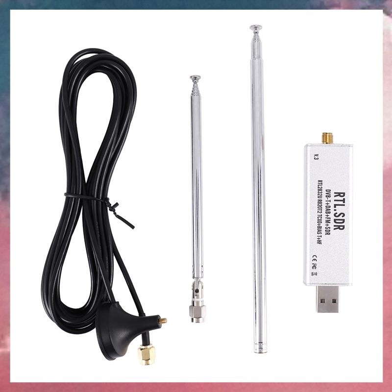 (XS) ตัวรับสัญญาณ RTL SDR V3 RTL2832U 0.1MHz-1.7GHz TCXO SMA พร้อมเสาอากาศ