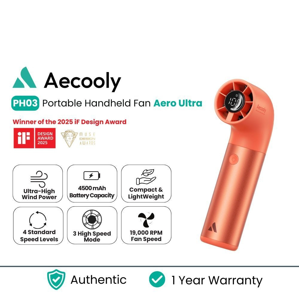 Aecooly พัดลมมือถือแบบพกพา พัดลมมินิเทอร์โบทรงพลัง - Aero Ultra [PH03]