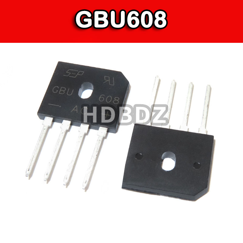 5~10PCS GBU606 GBU608 ZIP-4 Flat Bridge Rectifier Bridge IC