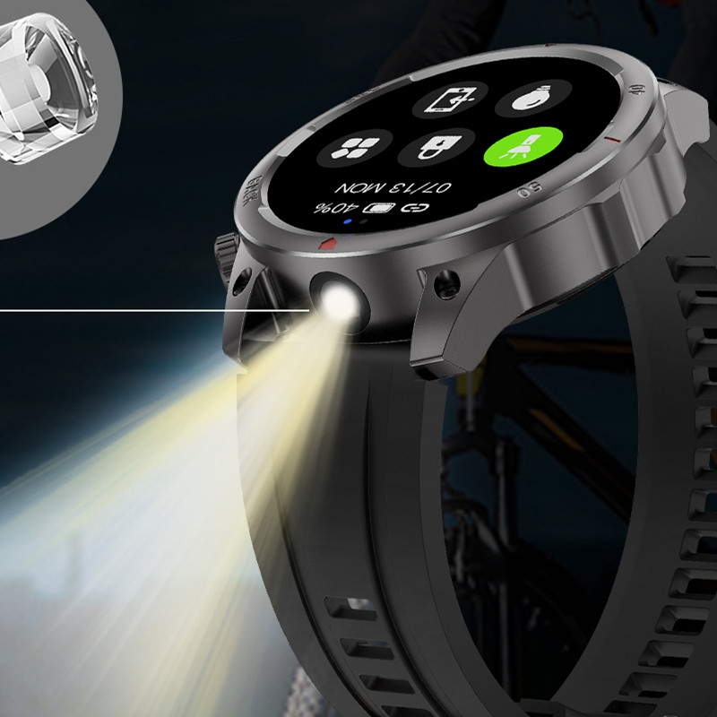Original สมาร์ทวอท์ชรอบ DK68 LED UV ไฟฉายกีฬากันน้ํา 420MAh แบตเตอรี่ผู้ชายนาฬิกาสุขภาพ Smartwatch L