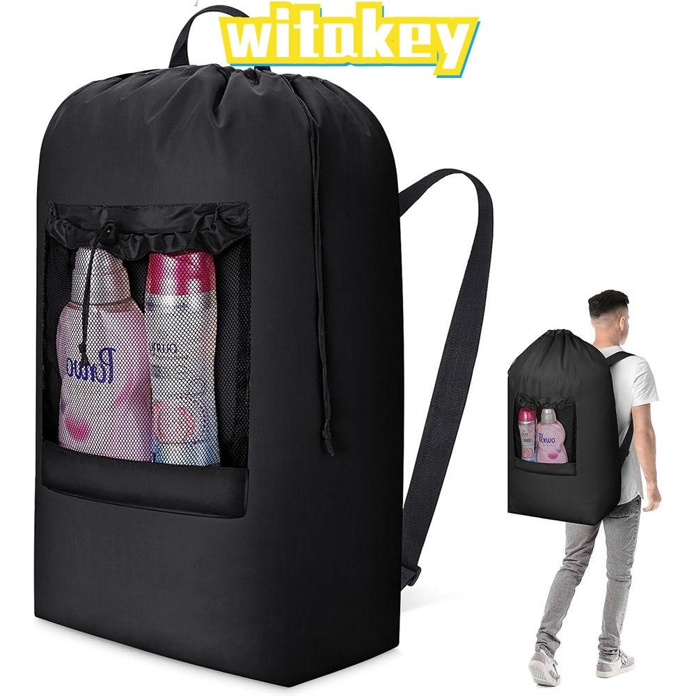 WITAKEY กระเป๋าเป้ซักผ้าขนาดใหญ่พิเศษ 120 ลิตร, กระเป๋าตาข่ายพร้อมสายสะพายไหล่ถุงซักผ้า, กระเป๋าเป้ทนทานสําหรับหอพักวิทยาลัยอพาร์ตเมนต์เดินทาง