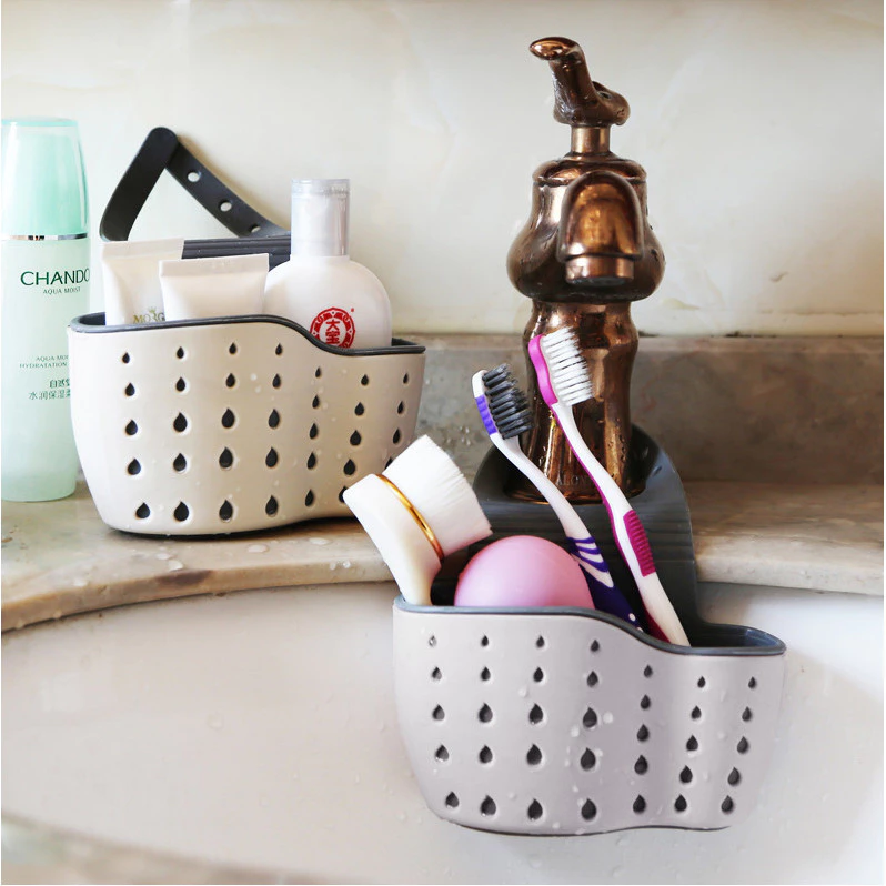 ตะกร้าระบายน้ํา ที่ใส่ฟองน้ำล้างจาน ตะกร้าอเนกประสงค์ แขวนอุปกรณ์ทำความสะอาด เหมาะสำหรับอ่างล้างจาน