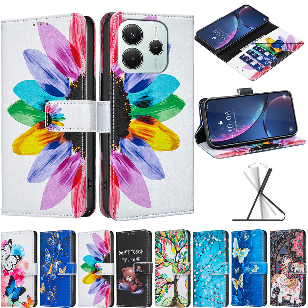 เคส Case for Xiaomi 13T POCO X7 X6 M7 F6 Pro F5 5G M6 Pro 4G C65 C75 C71 เคสโทรศัพท์หนังฝาพับพร้อมช่