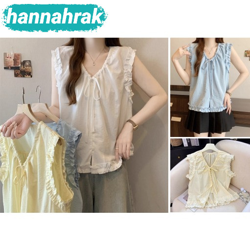 (ส่งจากกรุงเทพฯ)เสื้อเชิ้ต แขนกุดสีขาว การออกแบบปัก สไตล์แฟชั่นเกาหลี