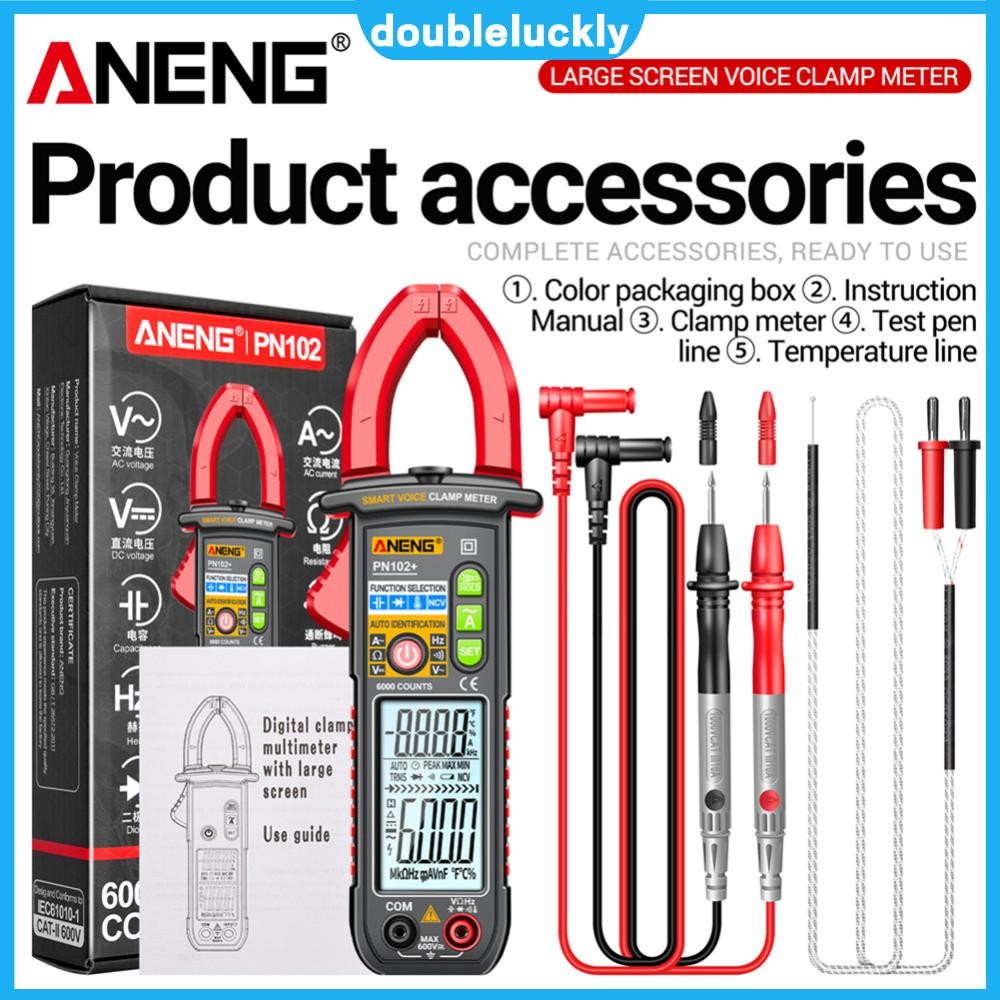 Hot ANENG PN102+ มัลติมิเตอร์ทดสอบพลังงาน 600A กระแสไฟสูง หม้อแปลงแคลมป์ ควบคุมด้วยเสียง จอแสดงผลอัตโนมัติ เครื่องมือวัด