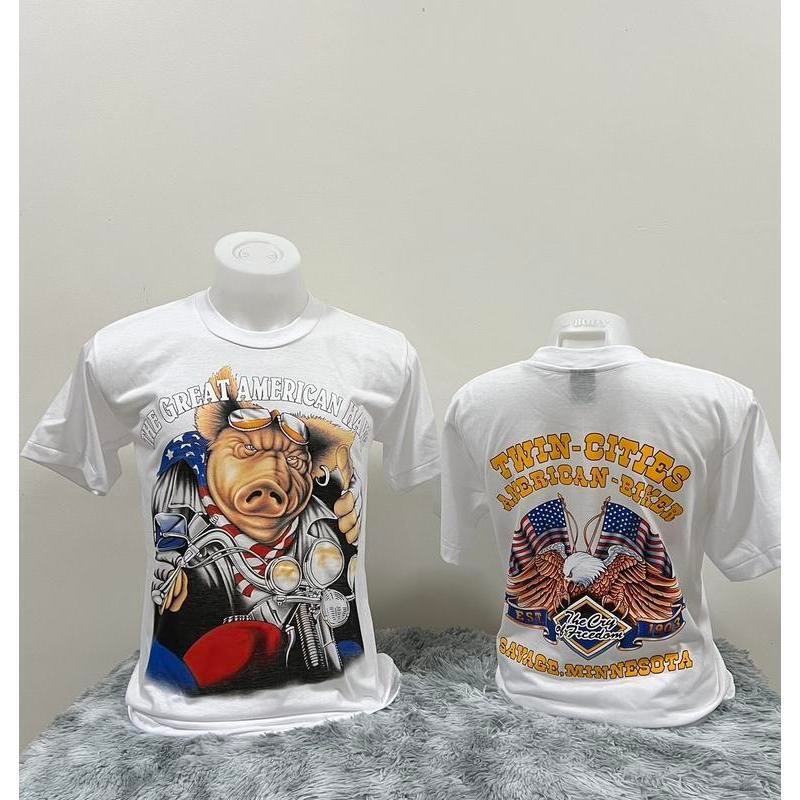 เสื้อยืด3D(สีขาว)ผ้าบาง50/50 #เสื้อฮาเล่ย์ S-3XL
