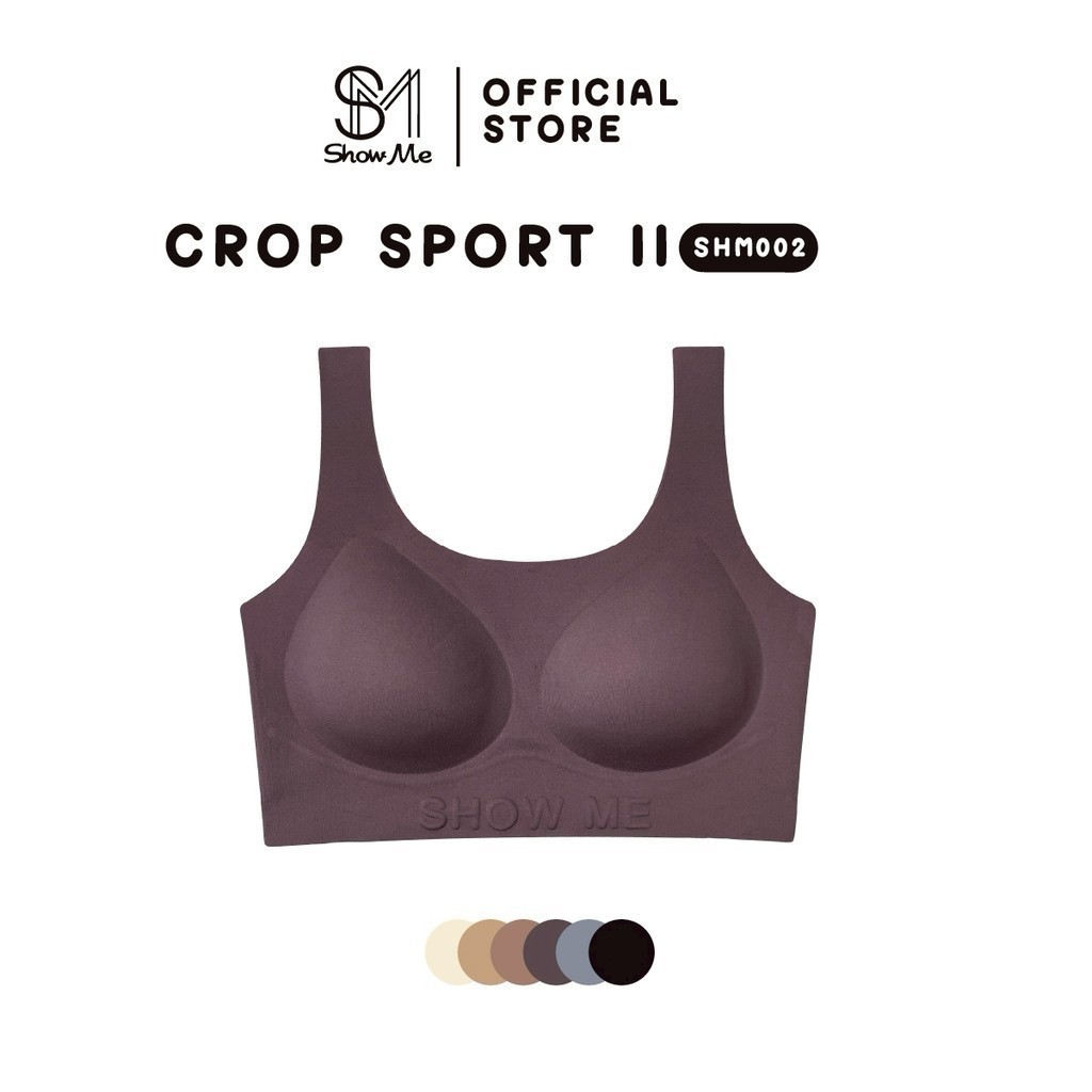 Show Meเสื้อในSportBra ไร้โครงไร้ขอบไร้ตะขอ รุ่นCropSportIIรหัสSHM002 กระชับสายใหญ่ผ้านุ่มลื่นสบายผิว-สีม่วงเข้ม